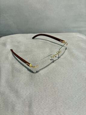 zeroUV Dapper Rimless Metal Accent Wood Arm